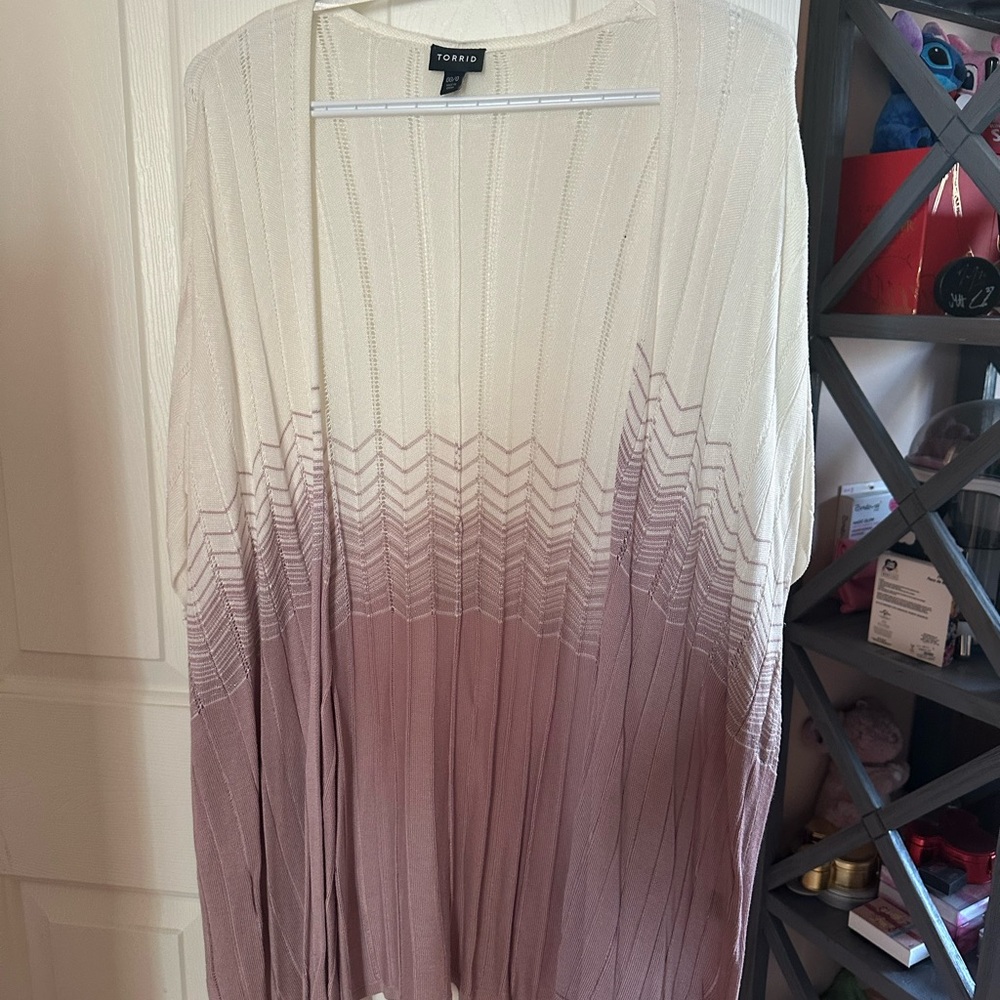 Torrid Women's Cream and Purple Cardigan